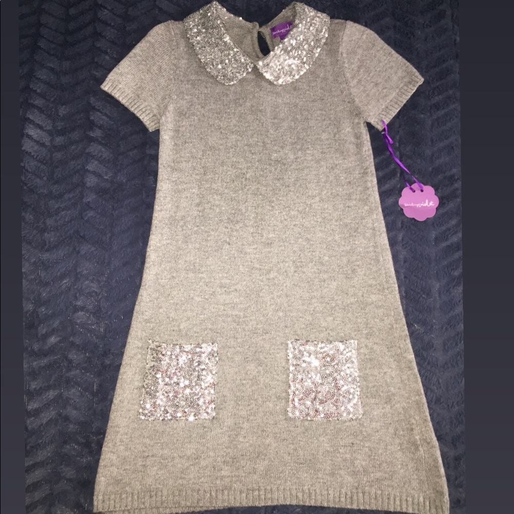 Gray Dress with Sequins Collar